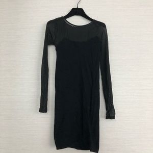 BEBE tight black dress with mesh top